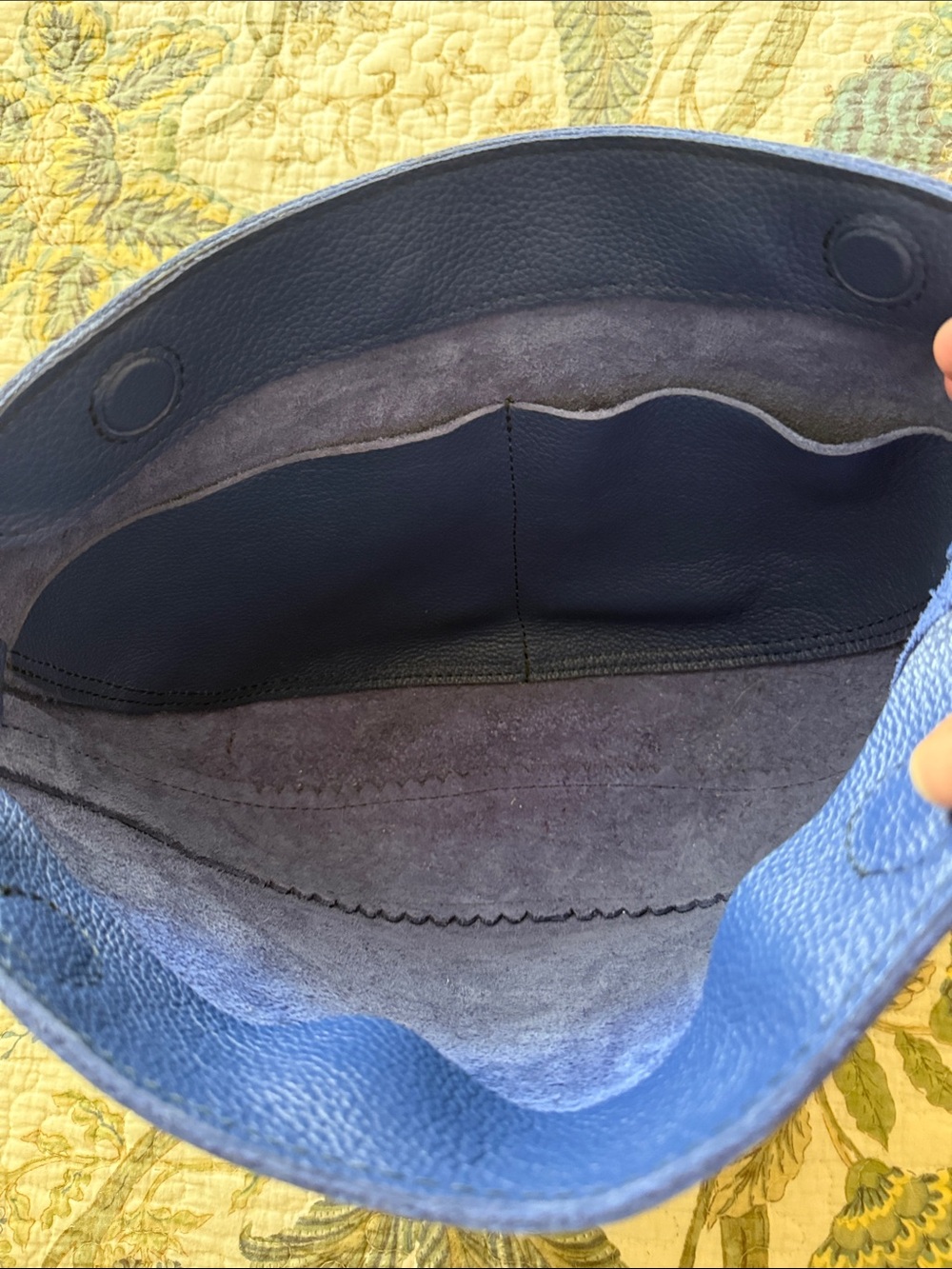 Portland Leather Blue Crescent Shoulder Bag - Picture 3 of 4